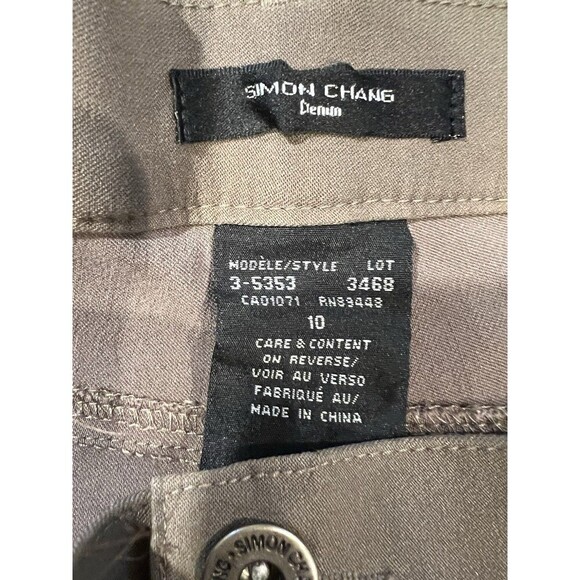 Simon Chang Denim Brown Stretch Business Office Crop Pants size 10 - Picture 7 of 8